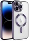 iPhone Uyumlu 14 Pro Kılıf Şeffaf Renkli Yumuşak Kamera Lens Korumalı Magsafe Şarj Kapak Demre - Derin Mor