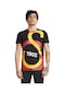 Galatasaray Lisanslı Siyah Büyük Logolu T-shirt Ve Çubuklu Atkı Siyah
