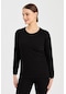 Desen Sıfır Yaka Siyah Kadın Bluz 23220015