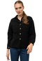 Kadın Siyah Çift Cepli Altı Püsküllü Gömlek-22841-siyah
