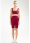 Bordo Slim Fit Yüksek Bel Toparlayıcı Seamless Kadın Tayt Takım Ssb0009 Bordo