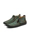 Yeşil Erkek Hakiki Deri Çizme Moda Fermuar Ayakkabı Deri Erkek Ayak Bileği Çizmeler