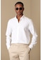 Lufian Düğmeli Yaka Slim Fit Uzun Kollu Erkek Gömlek Beyaz