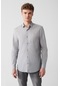 Avva Erkek Açık Gri %100 Pamuk Baskılı Klasik Yaka Slim Fit Gömlek