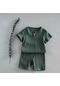 Yeşil Pamuk Bebek Setleri Eğlence Sporları Kız Erkek T-shirt + Şort Setleri Bebek Giyim Erkek Bebek Kız Giysileri
