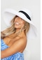 Kadın Oversize Büyük Hasır Şapka Naturel 55cm Plaj Şapkası Beyaz - Standart