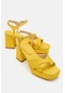 Mınus Sarı Saten Kadın Topuklu Ayakkabı