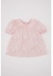 Defacto Kız Bebek Büyük Yaka Krinkıl Viskon Desenli Kısa Kollu Bluz C3761a524smpn167
