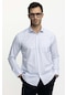 Tudors Klasik Fit İnce Çizgili Pamuklu Kravatlık Yaka Erkek Beyaz Gömlek-26976-beyaz