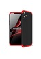 Noktaks - iPhone Uyumlu 12 Mini - Kılıf 3 Parçalı Parmak İzi Yapmayan Sert Ays Kapak - Siyah-kırmızı