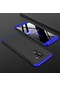 Noktaks - Samsung Galaxy Uyumlu Galaxy A6 Plus 2018 - Kılıf 3 Parçalı Parmak İzi Yapmayan Sert Ays Kapak - Siyah-mavi