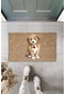 Kahverengi Kapı Önü Paspası Sevimli Köpekcik Desen  K-3208