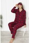 Fwn 5950 Boydan Düğmeli Softboa İnterlok Kışlık Kadın Ekoselli Pijama Takımı