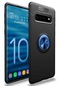 Noktaks - Samsung Galaxy Uyumlu S10 - Kılıf Yüzüklü Auto Focus Ravel Karbon Silikon Kapak - Mavi