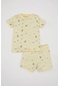 Defacto Erkek Bebek Dinazor Baskılı Kısa Kollu Şortlu Penye Pijama Takımı C5200a524hsyl450