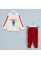 Erkek Çocuk Ayıcık Desenli Sweat Takım - 11577 - Vanilya - Bordo-Vanilya-Bordo Vanilya - Bordo