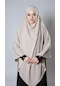 Bej Pratik Hazır Geçmeli Tesettür Eşarp Medine İpeği Bağcıklı Sufle Hijab 2301 12