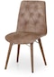 Haman Bank Serisi Nubuk Kumaş Ahşap Gürgen Ayaklı Mutfak Sandalyeleri 1 Adet Kahverengi