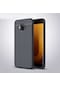 Tecno - Samsung Galaxy Uyumlu J7 Duo - Kılıf Deri Görünümlü Auto Focus Karbon Niss Silikon Kapak - Lacivert