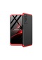 Noktaks - Xiaomi Uyumlu Xiaomi Redmi Note 11 Global - Kılıf 3 Parçalı Parmak İzi Yapmayan Sert Ays Kapak - Siyah-kırmızı