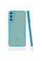 Mutcase - Samsung Uyumlu Galaxy S22 Plus - Kılıf Kenarı Renkli Arkası Şeffaf Parfe Kapak - Mavi