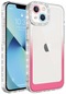 iPhone Uyumlu 14 Kılıf Simli Ve Renk Geçiş Tasarımlı Lens Korumalı Lopard Park Kapak - Beyaz - Pembe