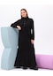 Krizantem Çıtçıt Detaylı Sweat Elbise - 71040 - Siyah-siyah