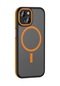 Noktaks - İphone Uyumlu İphone 15 - Kılıf Magsafe Şarj Özellikli Mat Görünümlü Ant Kapak - Turuncu