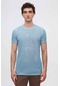 Twn Slim Fit Saks Mavi Çizgi Baskılı T-shirt 2ec1438360200