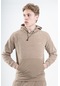 Maraton Sportswear Regular Erkek Kapşonlu Düşük Kol Basic Açık Vizon Sweatshirt 21832-açık Vizon