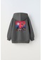 The Champ Clothing Kapüşonlu İçi Polar Satranç Baskılı Füme Unisex Çocuk Hoodie Sweatshirt Füme