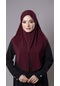 Bordo Pratik Hazır Geçmeli Tesettür Eşarp Sandy Kumaş Yırtmaçlı Düz Hijab 2310 16