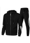 Jmsstore 2024 Sonbahar Erkek Kapüşonlu Slim Fit Şerit Eklenmiş Spor Rahat Set - Siyah