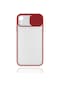 Noktaks - iPhone Uyumlu Xr 6.1 - Kılıf Slayt Sürgülü Arkası Buzlu Lensi Kapak - Kırmızı