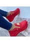 Kırmızı Kadın Tıknaz Spor Ayakkabı 4 Renk Düz Renk Platform Ayakkabılar Kalın Alt Fermuar Kadın Vulkanize Ayakkabı Spor Ayakkabı
