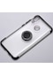 Kilifone - Huawei Uyumlu P Smart 2019 Pot-lx1 - Kılıf Yüzüklü Kenarları Renkli Arkası Şeffaf Gess Silikon - Siyah
