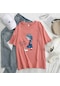 Pembe Twınflames Kadın Büyük Boy Pamuk Tees Kawaii Elbise Yaz Yeni Alfabe Kız Baskılı T Shirt Yumuşak Rahat Kadın Jumper Üst Pembe