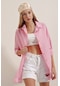 Bigdart 3900 Oversize Uzun Basic Gömlek - Pembe 001