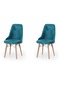 Haman 2 Adet Elif Serisi Nubuk Kumaş Ahşap Gürgen Ayaklı Sandalye Kobalt Mavi