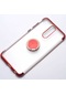Tecno - Huawei Mate 10 Lite - Kılıf Yüzüklü Kenarları Renkli Arkası Şeffaf Gess Silikon - Kırmızı-rose Gold