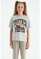 Tommy Life Gri Melanj Ayıcık Baskılı O Yaka Oversize Kısa Kol Kız Çocuk T-shirt - 75116 Gri Melanj