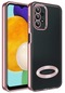 Samsung Galaxy A13 4g Kamera Lens Korumalı Şeffaf Renkli Logo Gösteren Parlak Omega Kapak - Rose Gold