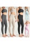 Skycity Hızlı Kuruyan Kadın Spor Seti: Kolsuz Crop Top Ve Yüksek Bel Pantolon Yoga, Gym, Antrenman Açık Mavi