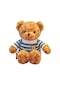Turki Teddy Ayı Plush Toy Renkli Pillow 40cm Kahverengi Çiçek Mavi Çizgili