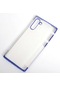 Noktaks - Samsung Galaxy Uyumlu Note 10 - Kılıf Dört Köşesi Renkli Arkası Şefaf Lazer Silikon Kapak - Mavi