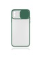 Tecno - İphone Uyumlu İphone X - Kılıf Slayt Sürgülü Arkası Buzlu Lensi Kapak - Koyu Yeşil