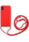 Noktaks - İphone Uyumlu İphone Xs 5.8 - Kılıf Renkli İp Askılı Koruyucu Ropi Kapak - Kırmızı