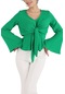 Kadın Yeşil Ön Bağlamalı İspanyol Kol Bluz-25805-yeşil