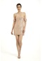 Nude Düşük Omuzlu Taşlı Payet Kadın Mini Elbise-nude