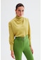 Sateen Drape Detaylı Bluz - Yağ Yeşili Yeşil